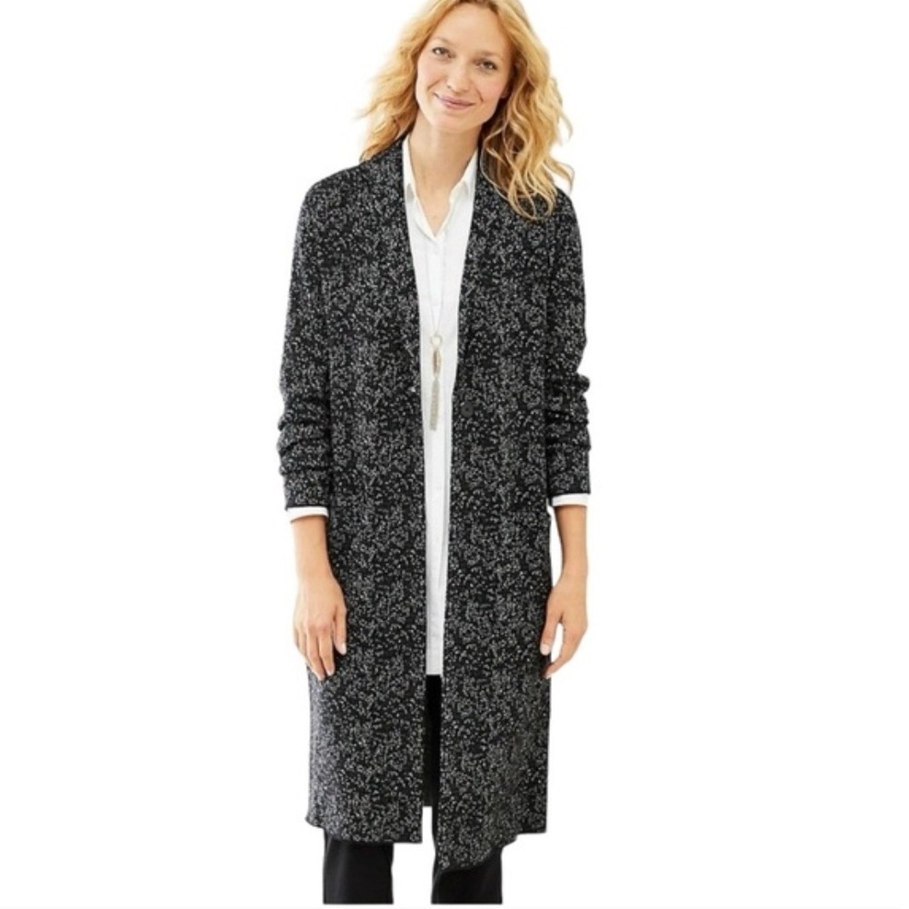 J. Jill Luxurious & Stylish Hudson Jacquard Topper Jacket Cardigan Duster Sz XL - Picture 1 of 9